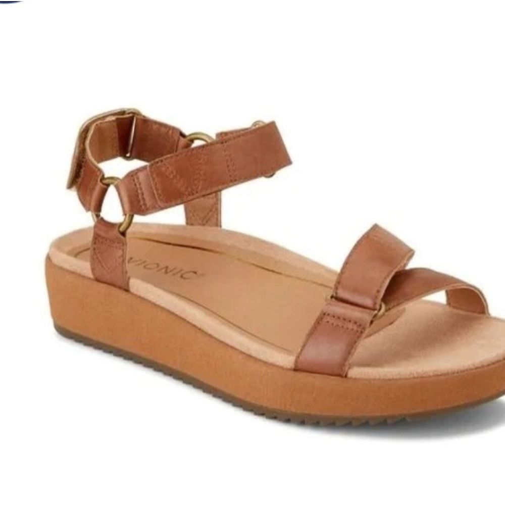 Vionic Kayan Ankle Strap Sandals Toffee Brown Size 9